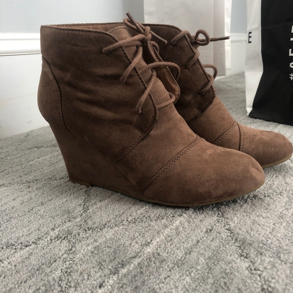 brown suede wedges